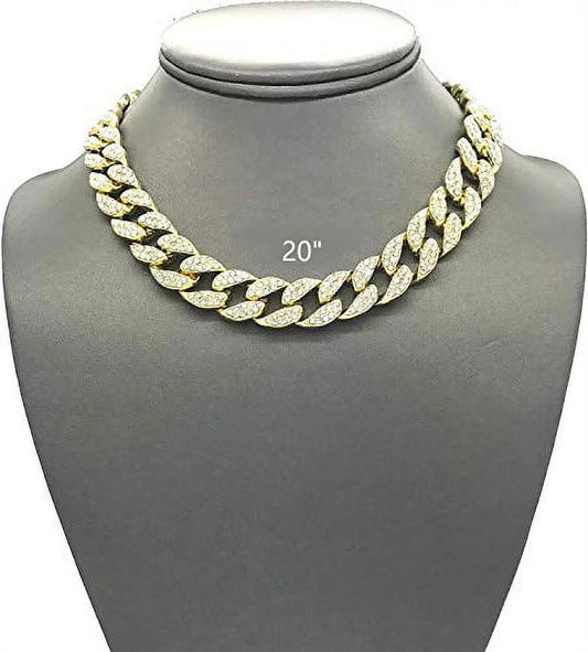 Blinged Out Cuban Necklace W/ Matching Bracelet and Fire Iced Out Timepiece