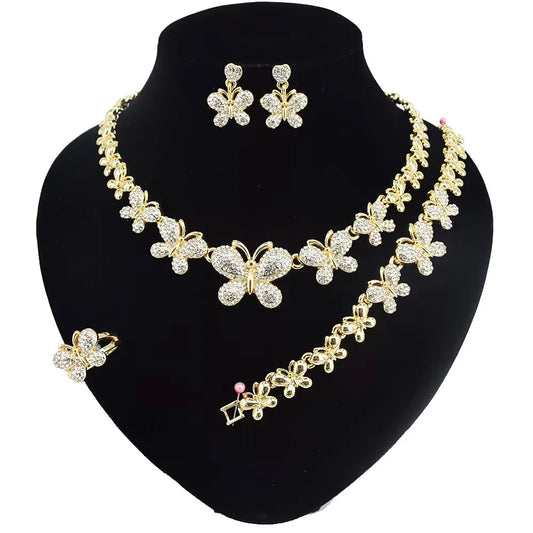 Diamond Butterfly Gold Plating Jewelry 14K Jewelry Set