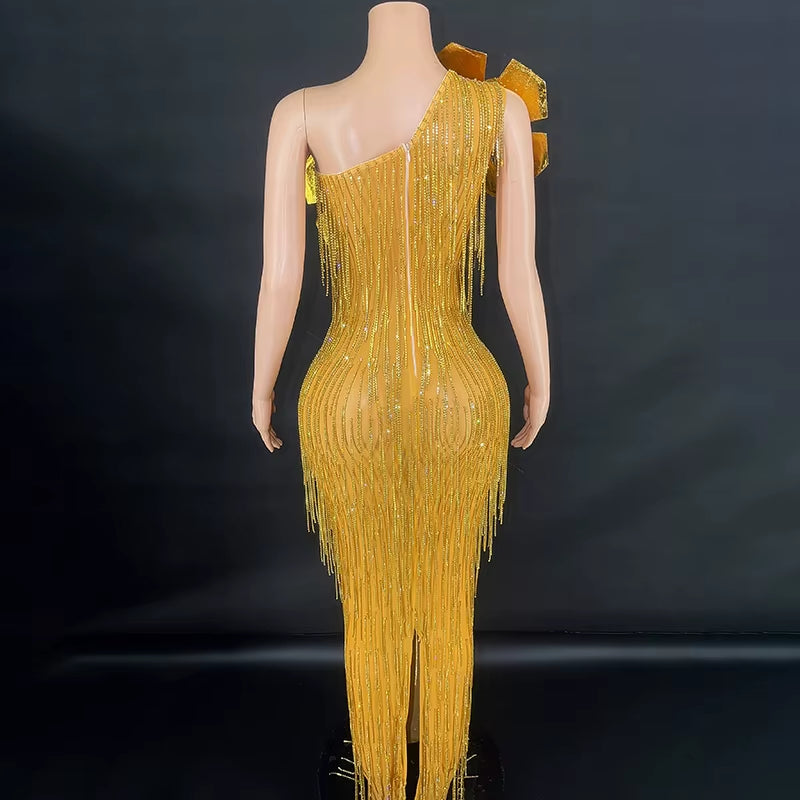 Novance Y3872-B Hot Selling Products 2024 Sleeveless Chic Evening Dress Birthday Womens Clothing Elegant Sexy with Tassel Chains