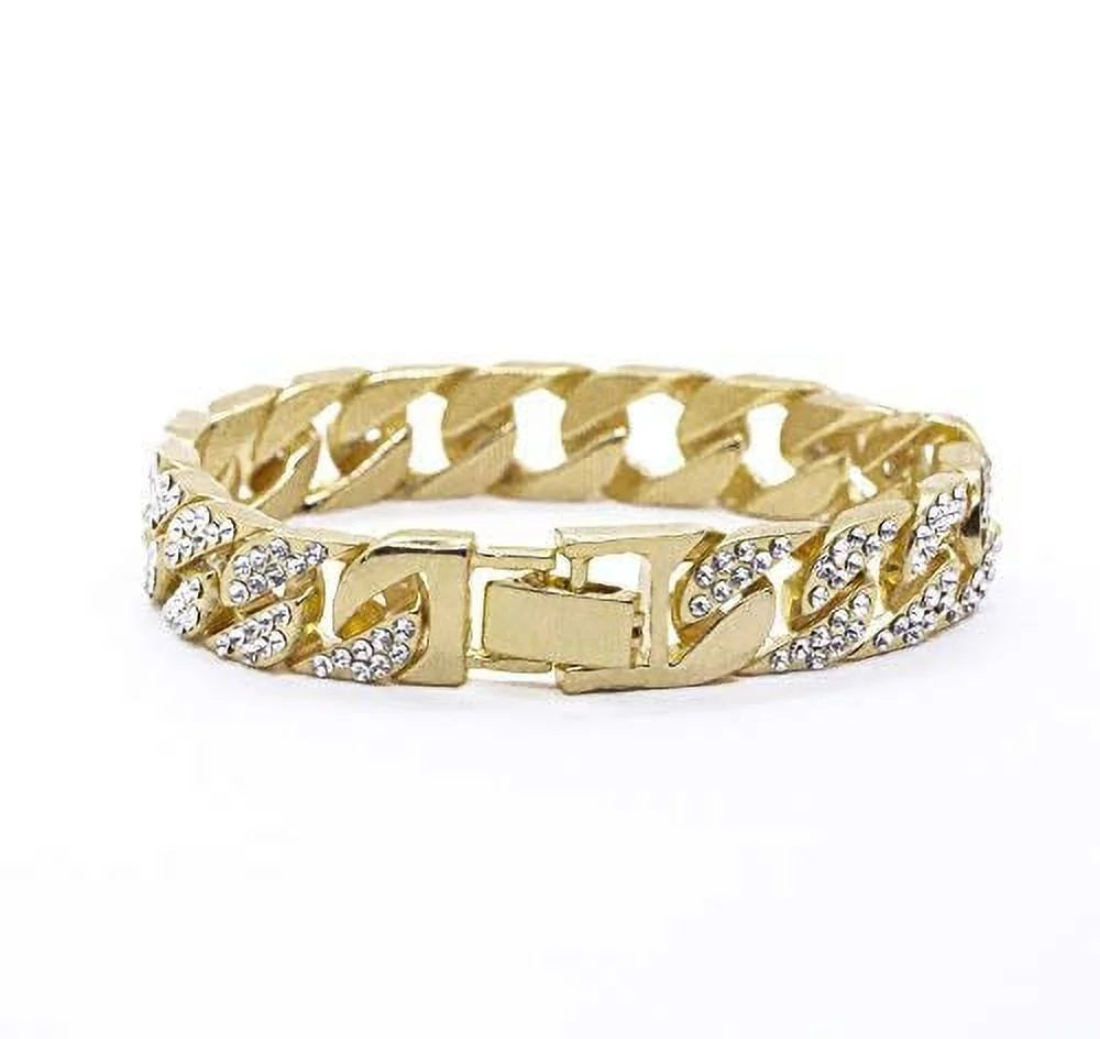 Blinged Out Cuban Necklace W/ Matching Bracelet and Fire Iced Out Timepiece