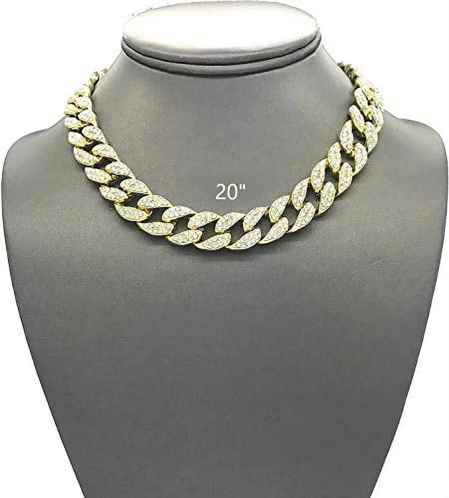 Blinged Out Cuban Necklace W/ Matching Bracelet and Fire Iced Out Timepiece