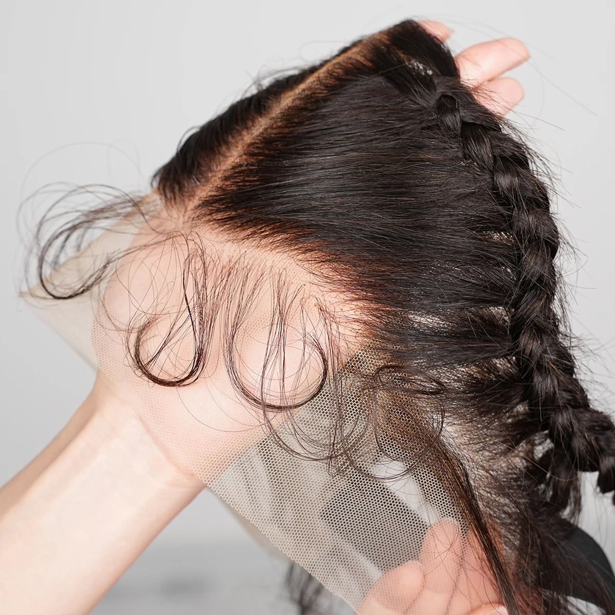 13 * 4 Lace Frontal with Braids Brazilian Remy Hair Straight 