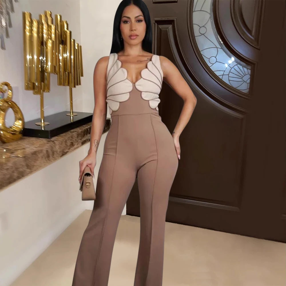 Sleeveless Wide Leg Jumpsuit Rompers