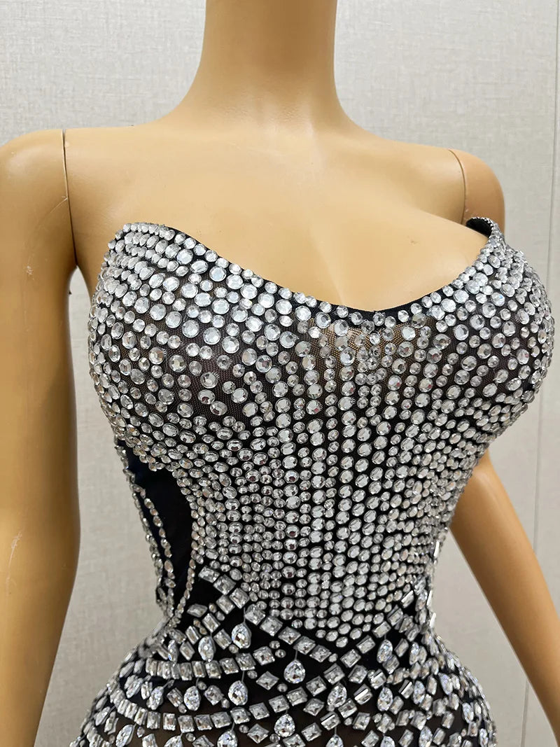 Strapless Evening Dress with Rhinestones