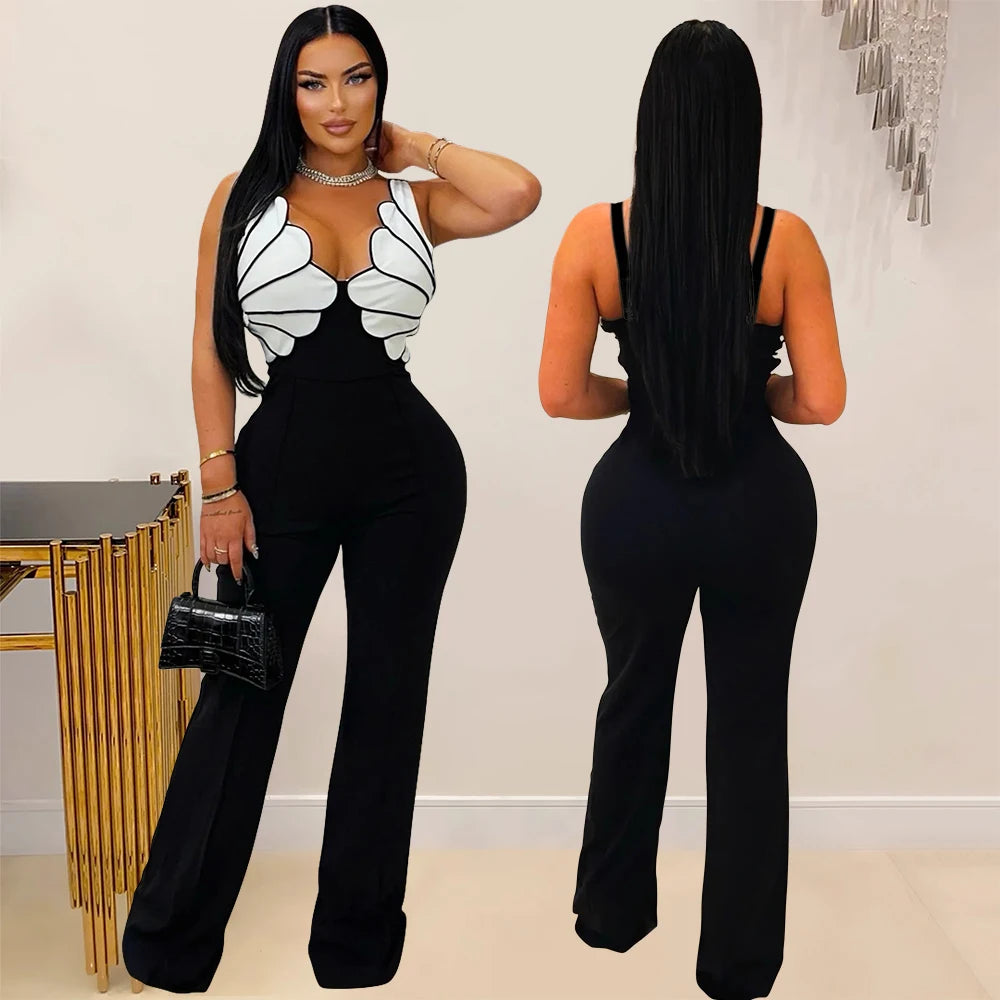 Sleeveless Wide Leg Jumpsuit Rompers