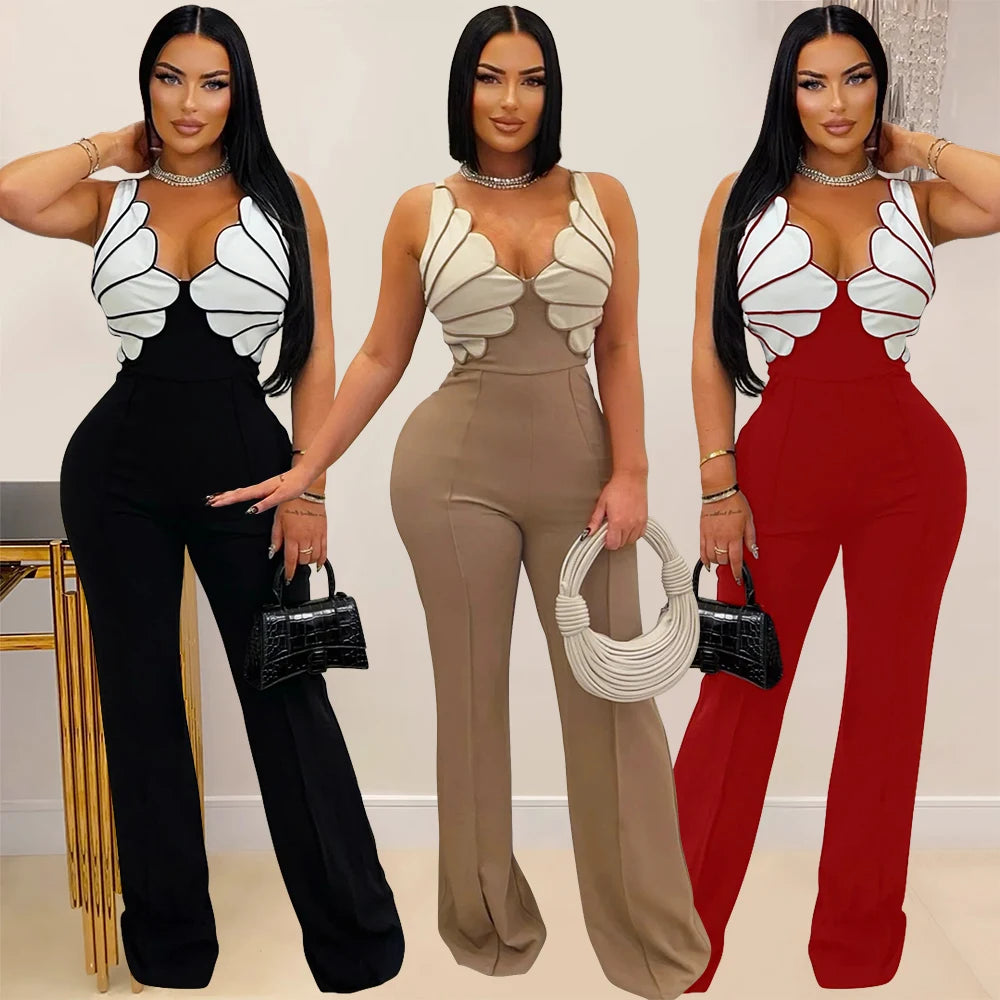 Sleeveless Wide Leg Jumpsuit Rompers