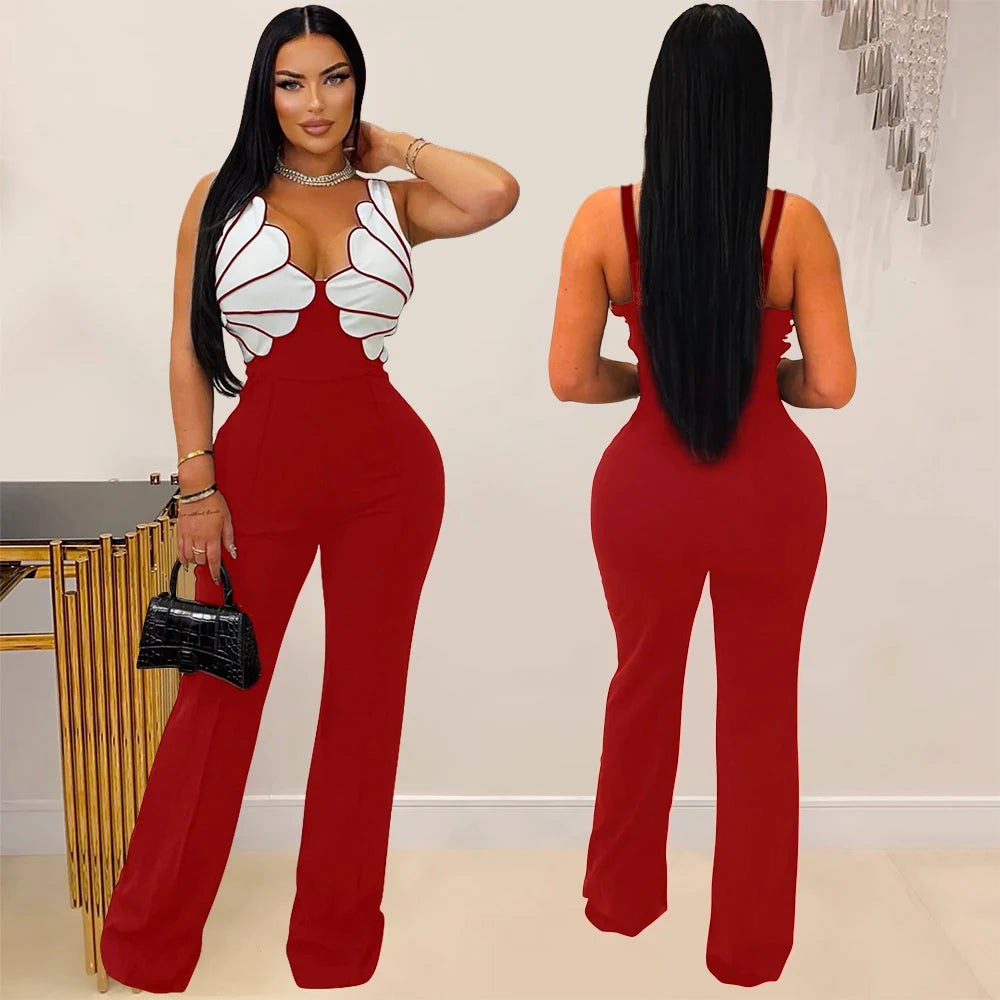 Sleeveless Wide Leg Jumpsuit Rompers