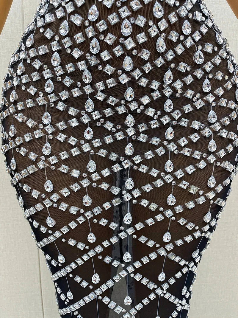 Strapless Evening Dress with Rhinestones