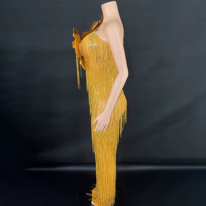 Novance Y3872-B Hot Selling Products 2024 Sleeveless Chic Evening Dress Birthday Womens Clothing Elegant Sexy with Tassel Chains